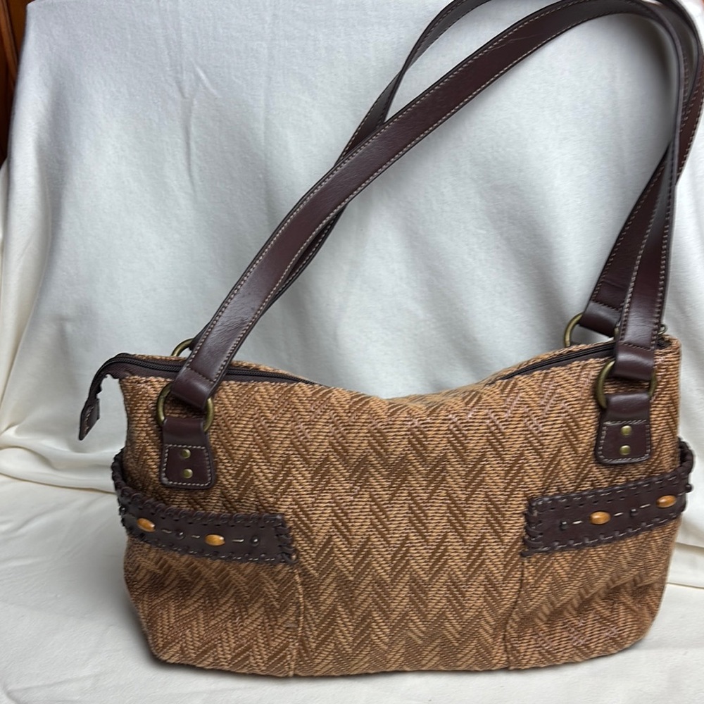 Relic Brown Shoulder Bag with Adjustable Straps and Leather Trim